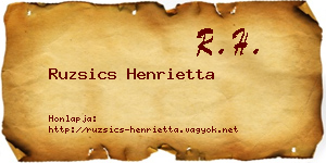 Ruzsics Henrietta névjegykártya